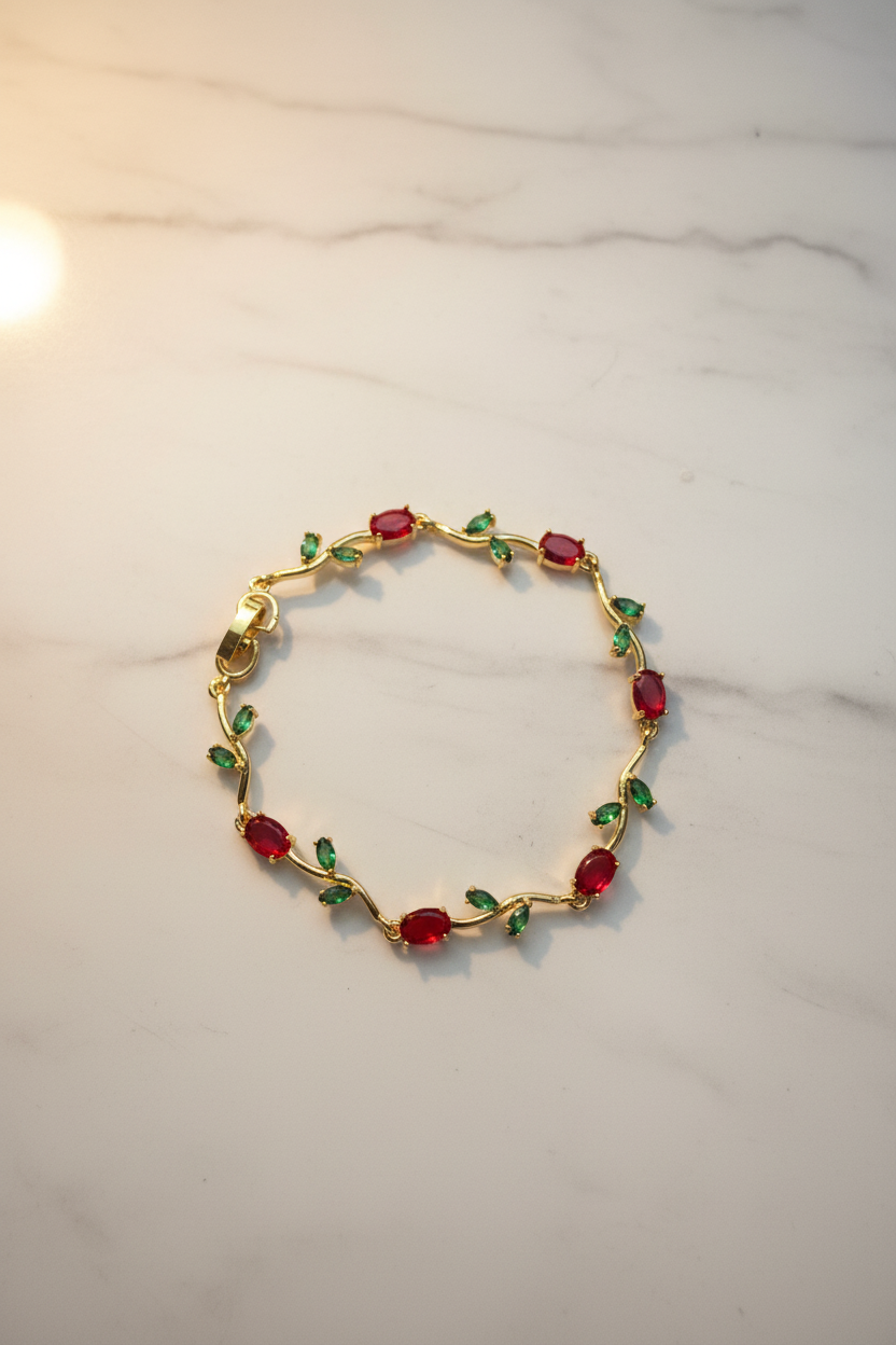 Red & Green Tulip Bracelet