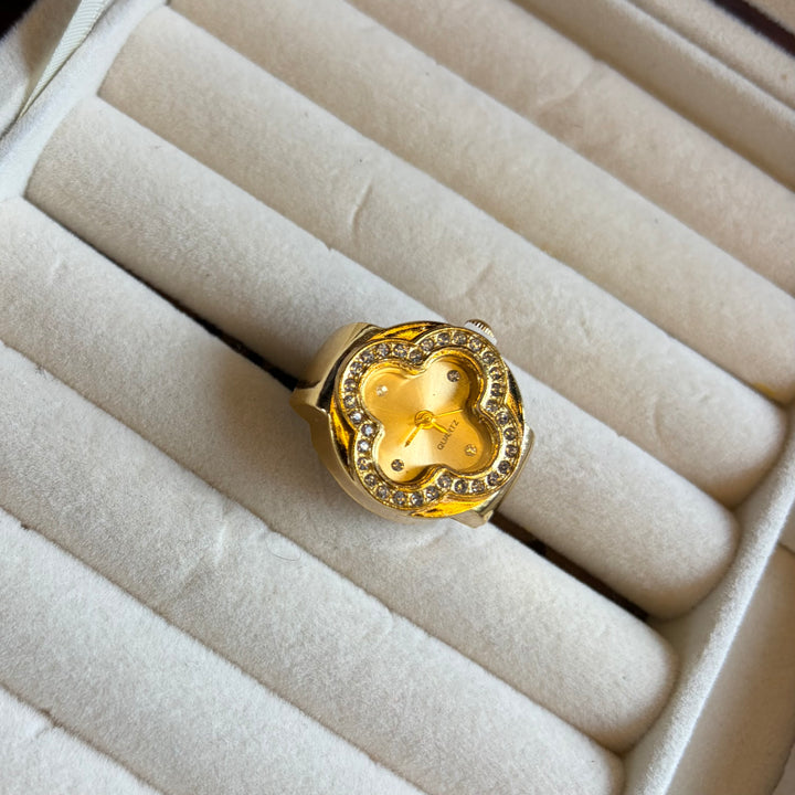 Golden Bloom Ring Watch