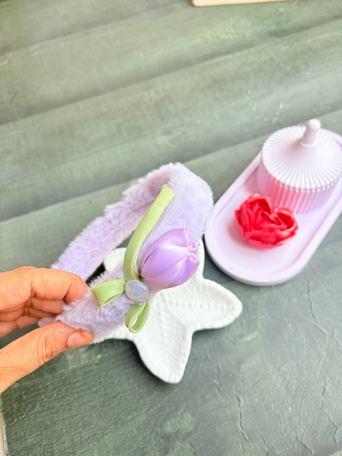 Tulip Bow Hairpin Purple