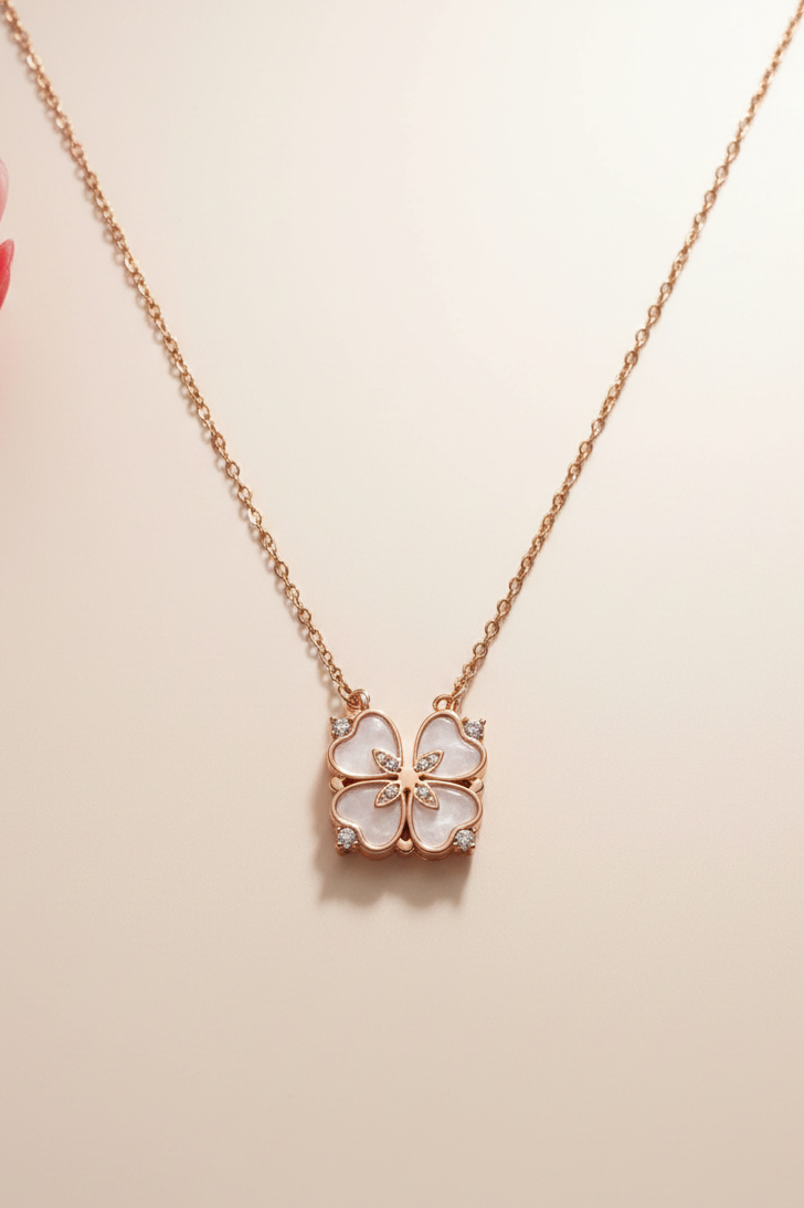 Floral Heart Folding Necklace