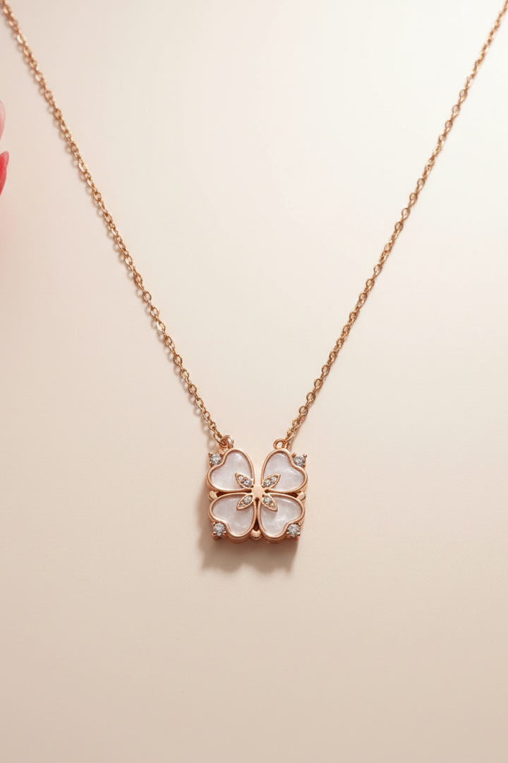 Floral Heart Folding Necklace