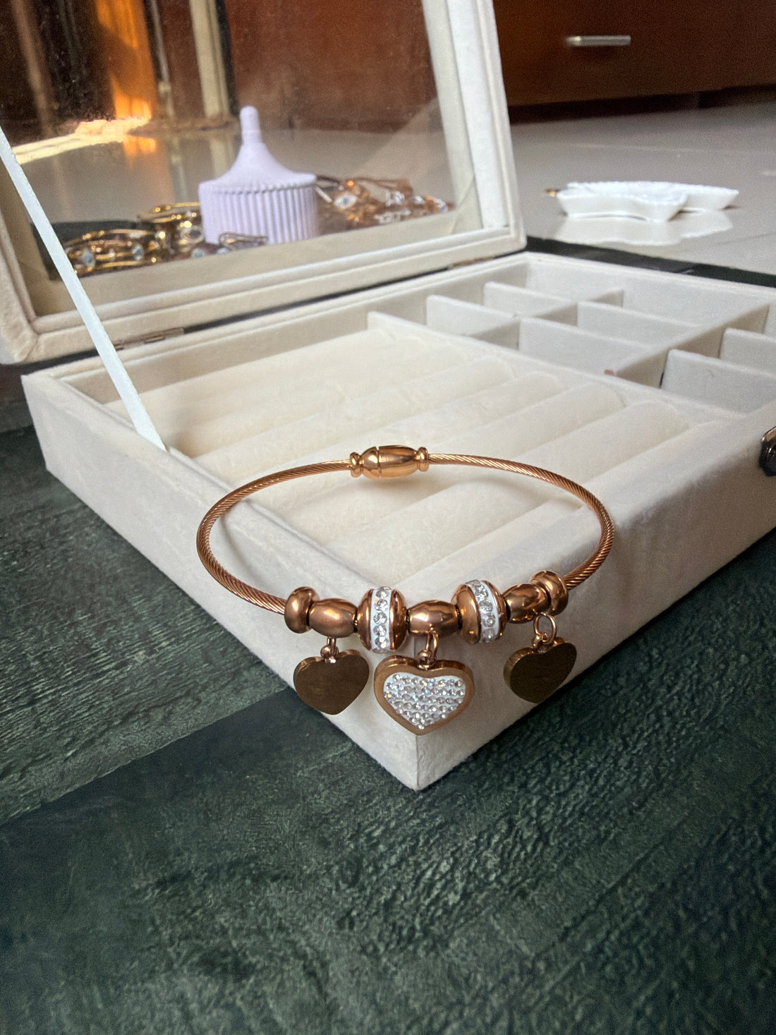 Heart Charm Rose Gold Bracelet