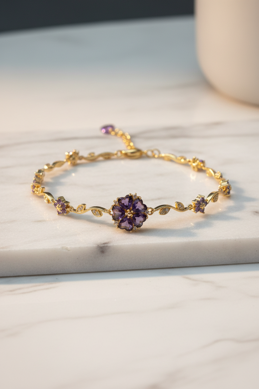 Purple Floral Bracelet