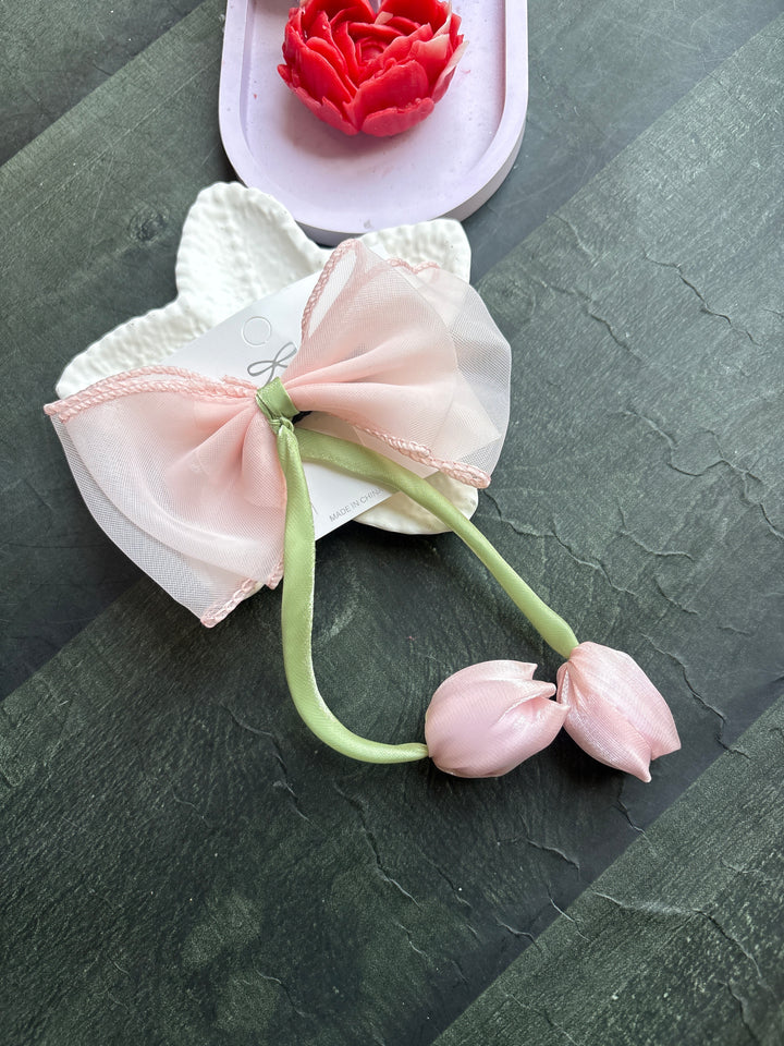 Tulip Bow Hair Clip Peach