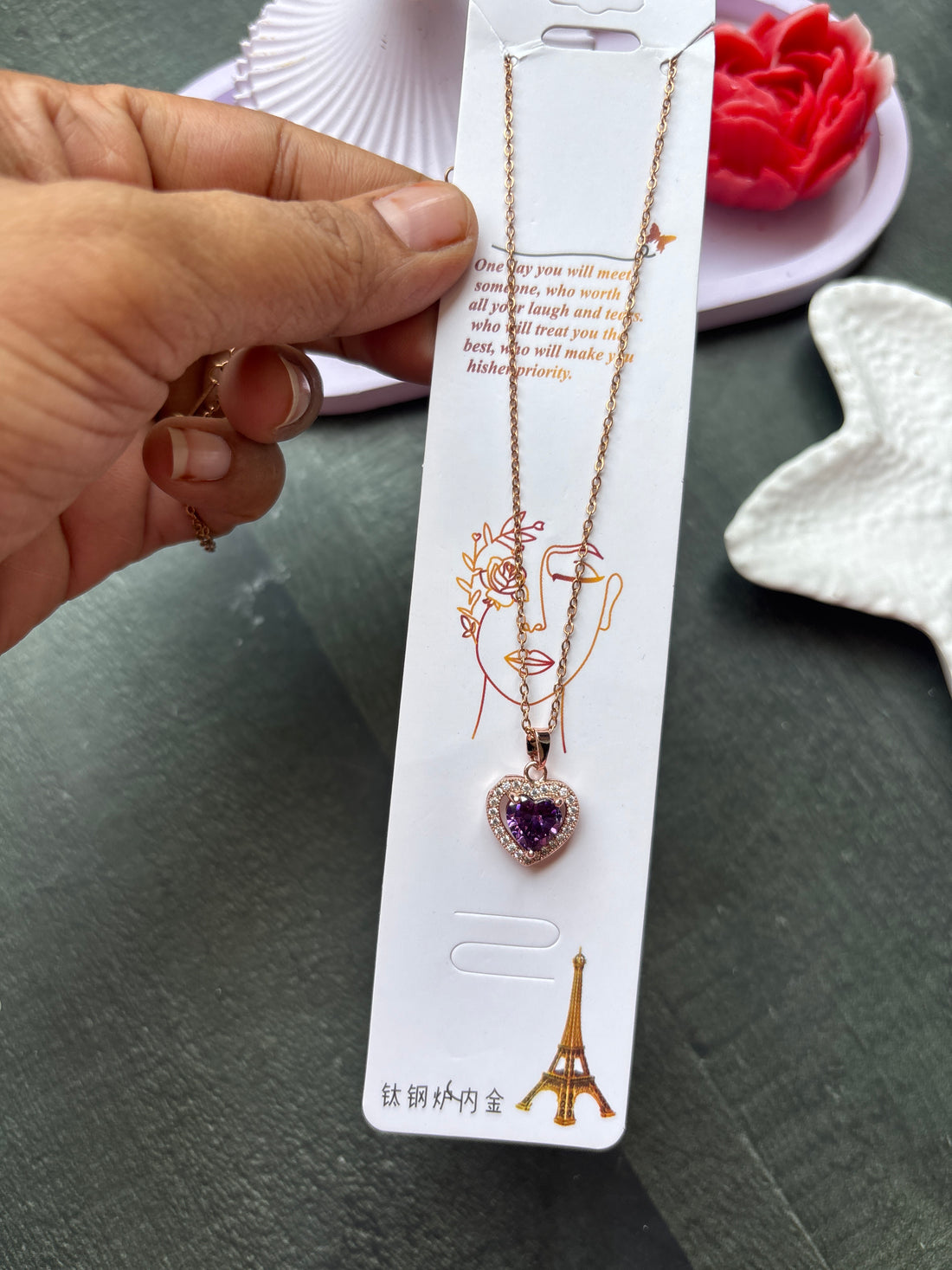 Lavender Heart Necklace