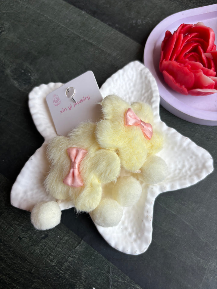 Furry Flower Rubber bands Yellow