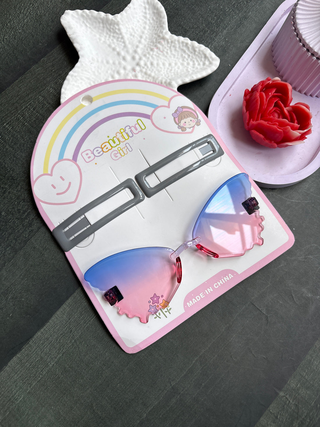 Butterfly Sunglasses & Hairclip Set