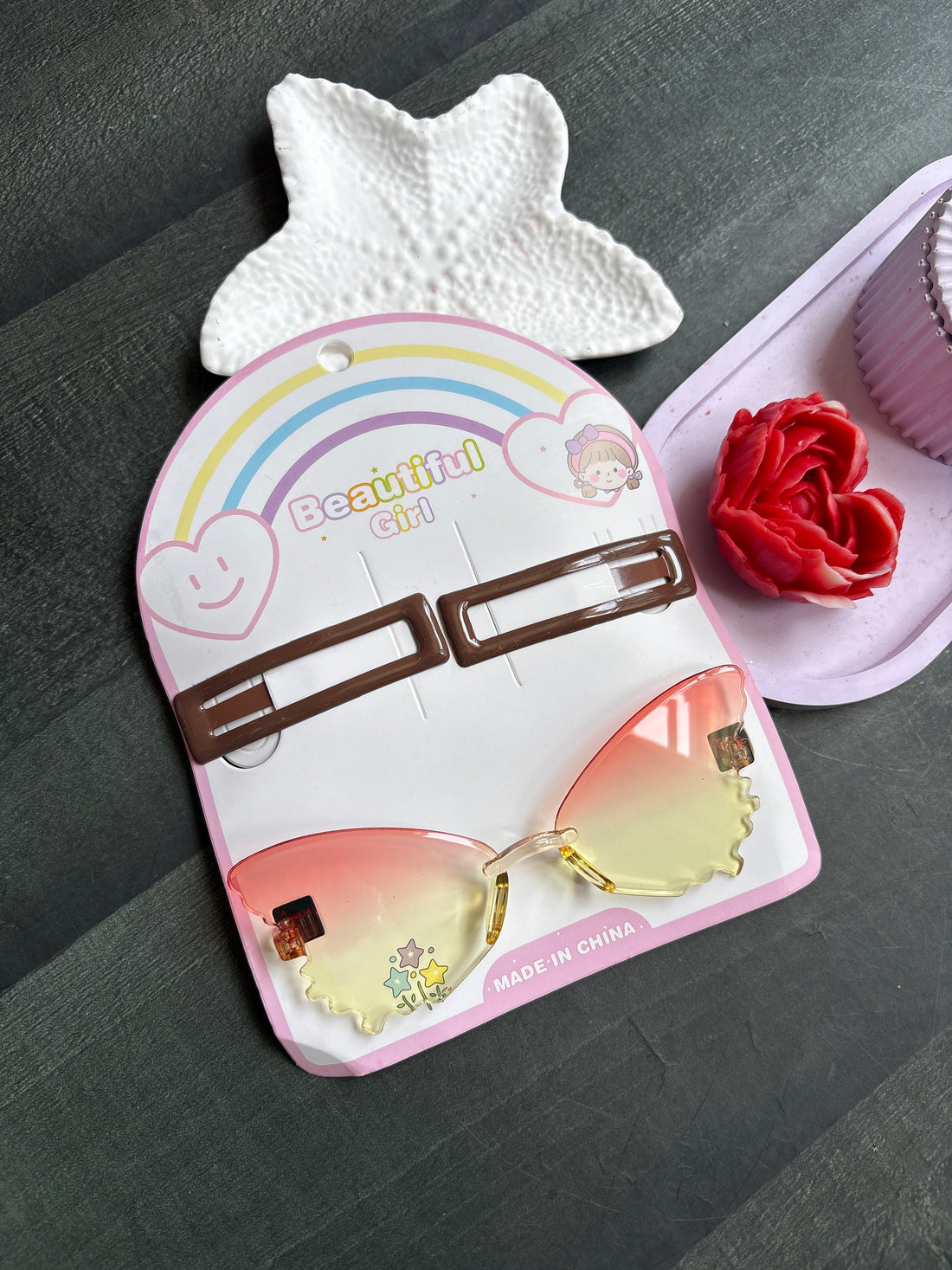 Butterfly Sunglasses & Hairclip Set