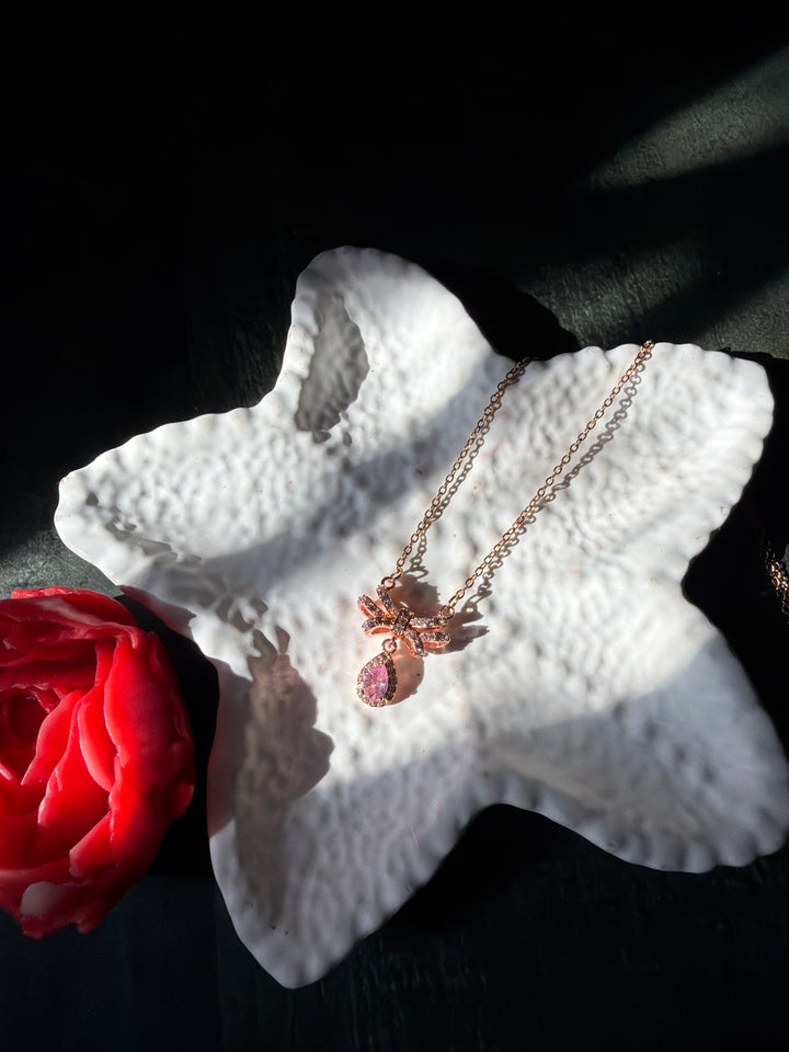 Pink bow Necklace