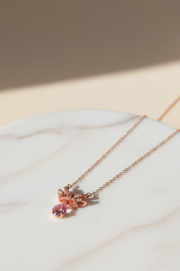 Pink bow Necklace