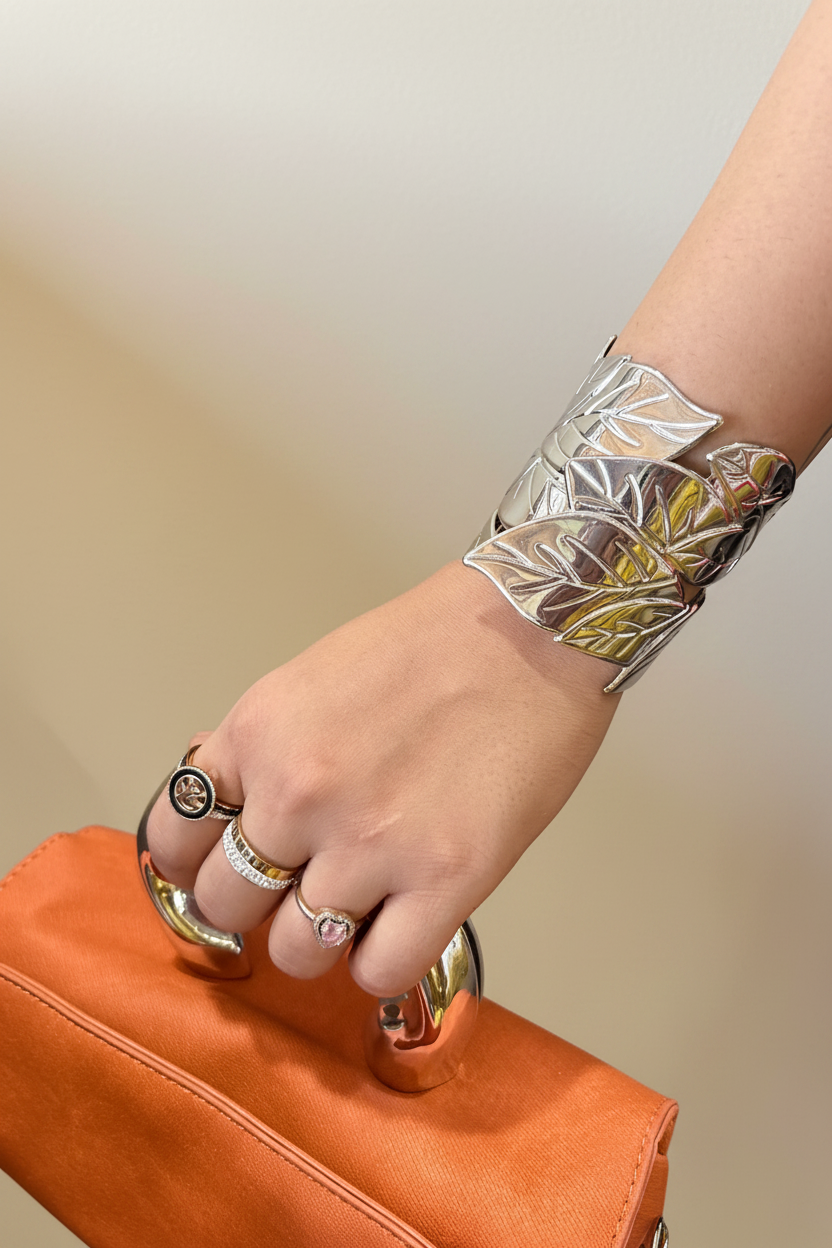 Silver Leaves Handcuff