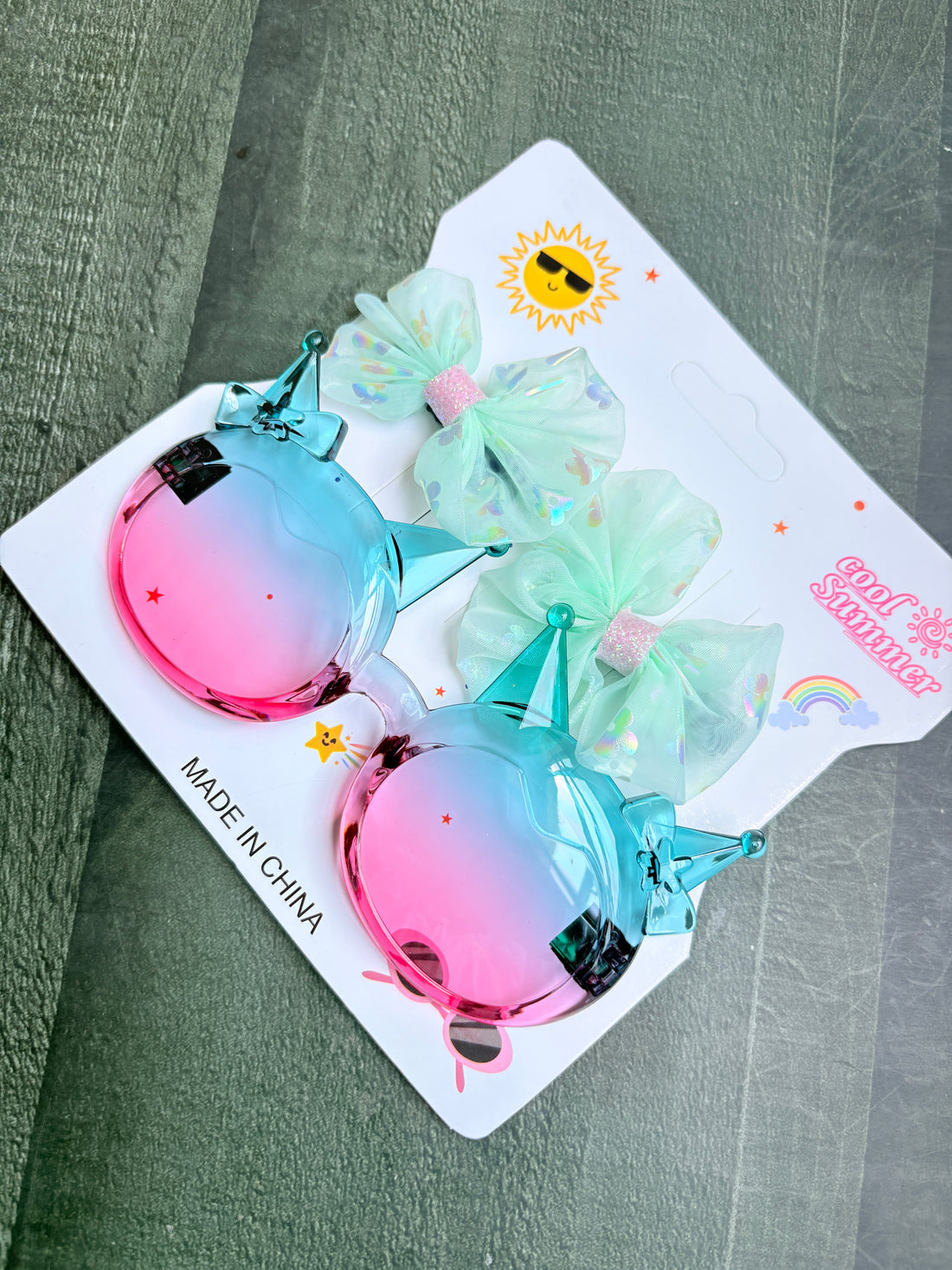 Sunglasses & Hairclip Set Green