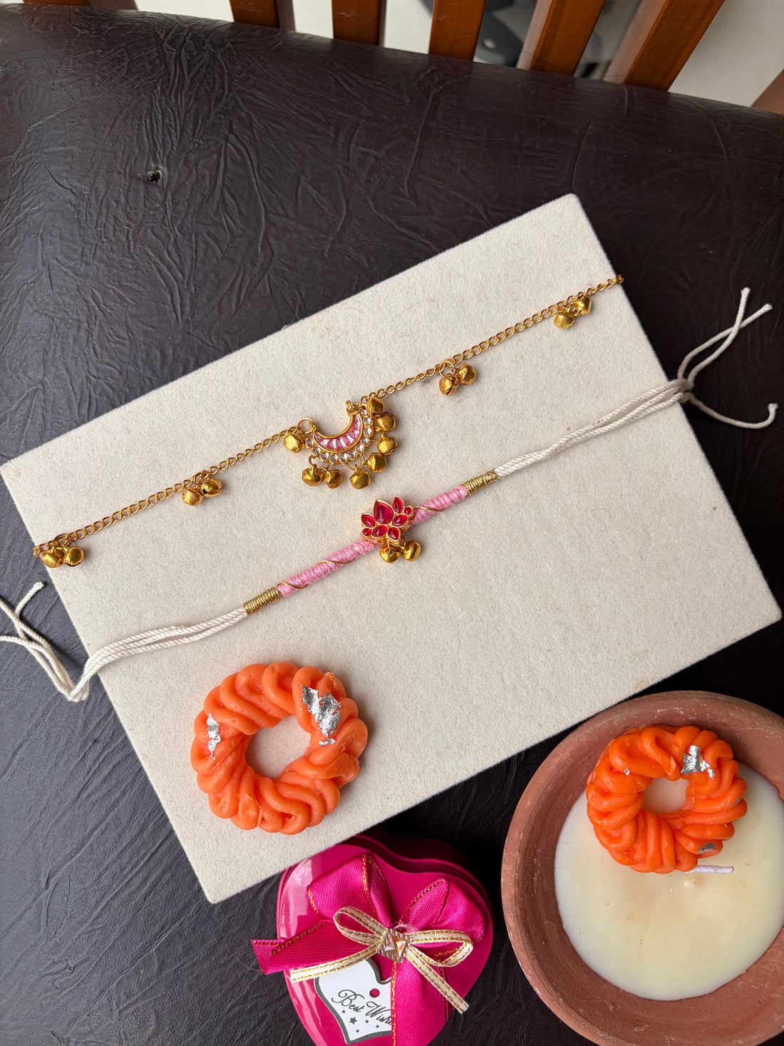 Pink Moon Rakhi Couple Combo