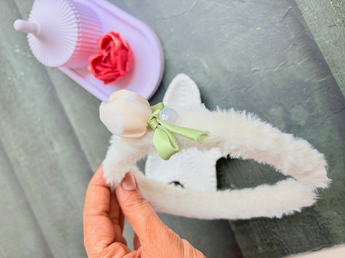 Tulip Bow Hairpin White