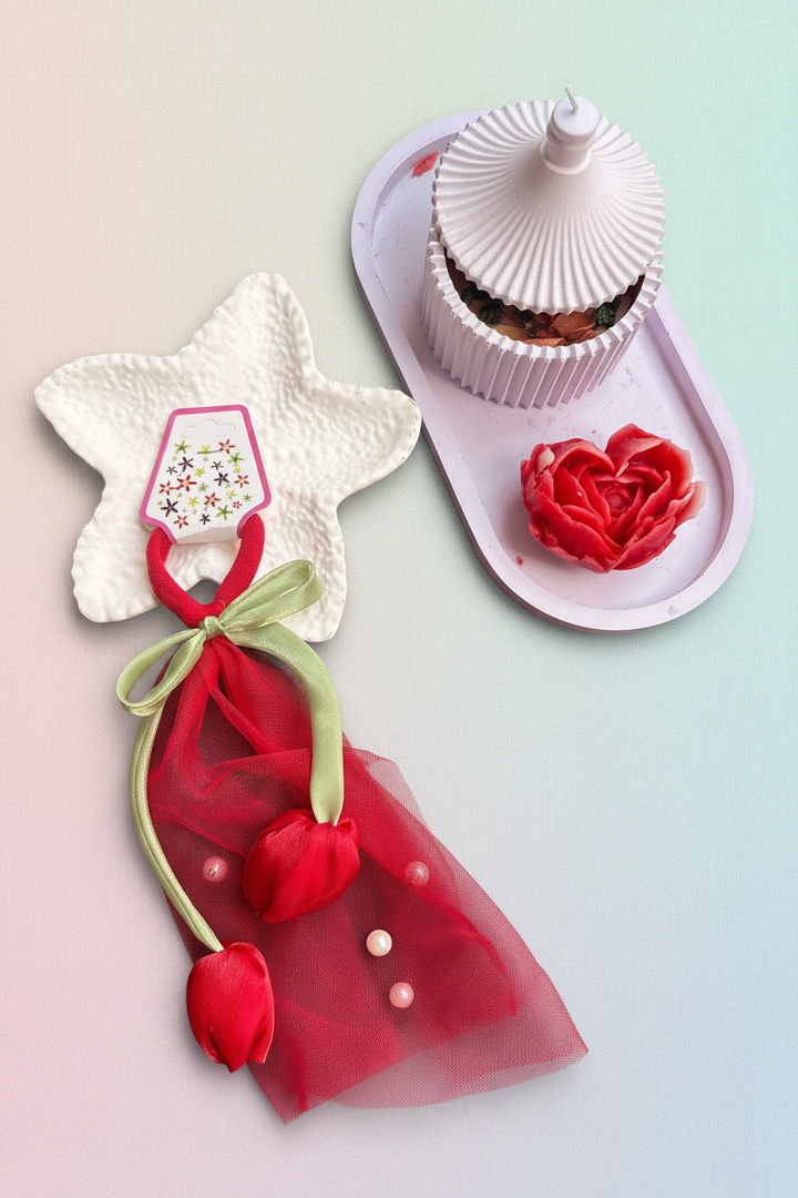 Tulip Bow Rubber Band Red