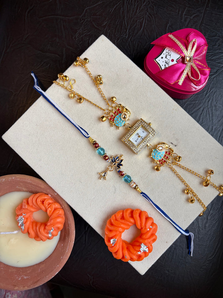 Royal Elephant Rakhi Combo with Kashmiri Watch