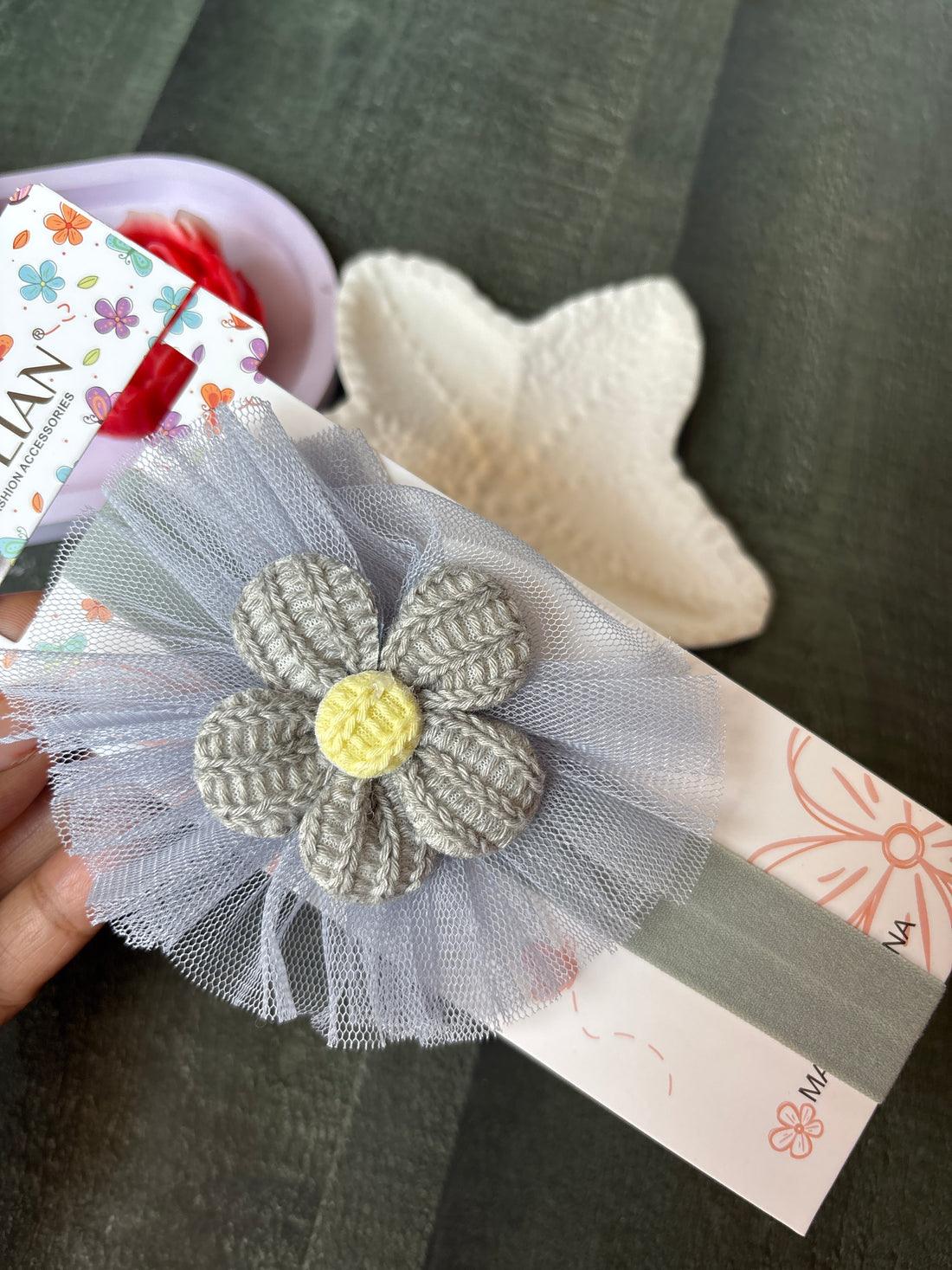 Floral Princess Hairband Grey