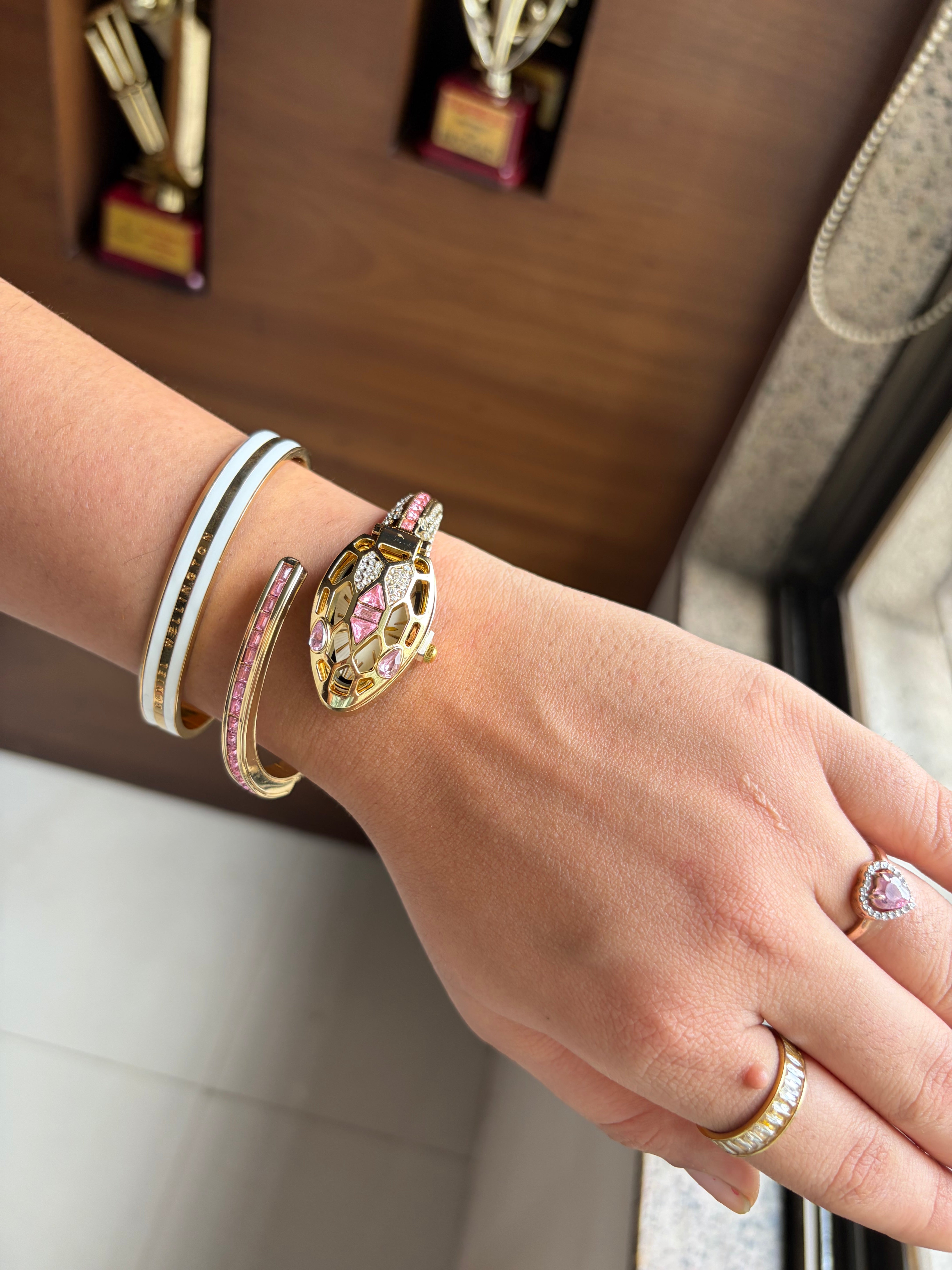 Pink Sparkling Snack Bracelet Watch