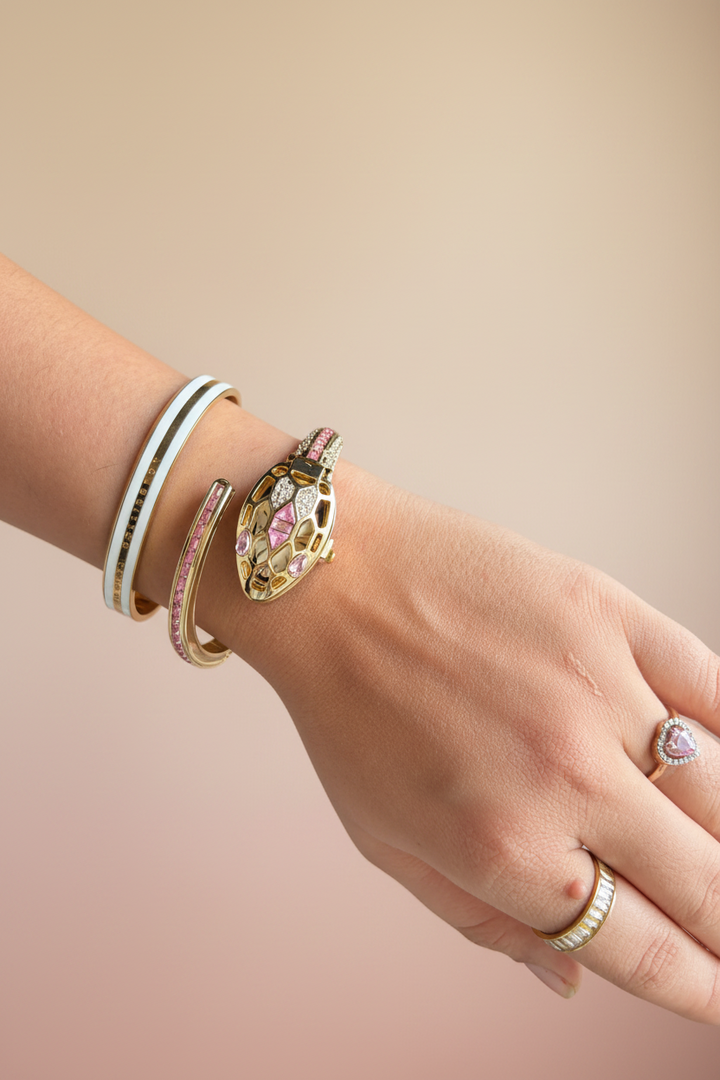 Pink Sparkling Snack Bracelet Watch