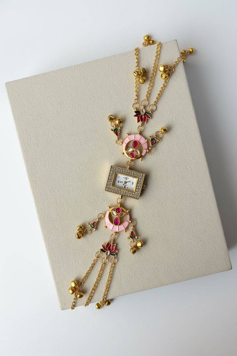 Pink Lotus Bloom Kashmiri Watch