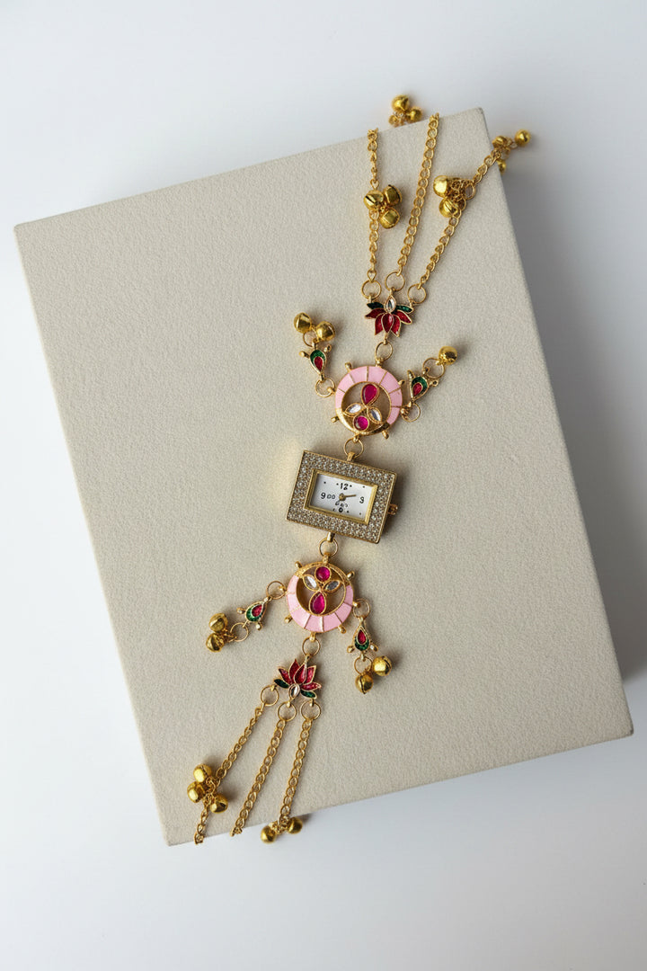 Pink Lotus Bloom Kashmiri Watch