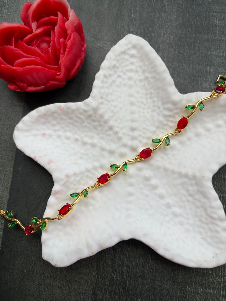 Red & Green Tulip Bracelet