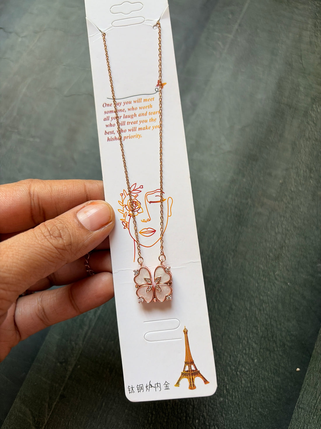 Floral Heart Folding Necklace