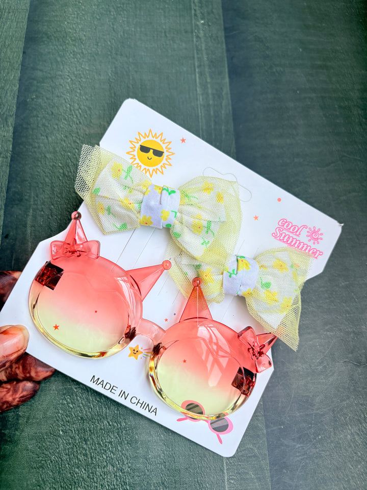 Sunglasses & Hairclip Set Yellow