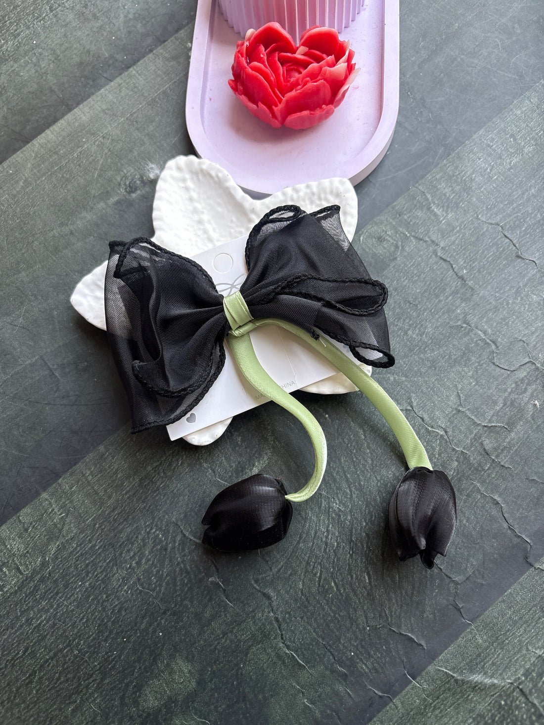 Tulip Bow Hair Clip Black