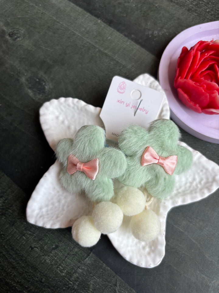 Furry Flower Rubber bands Green
