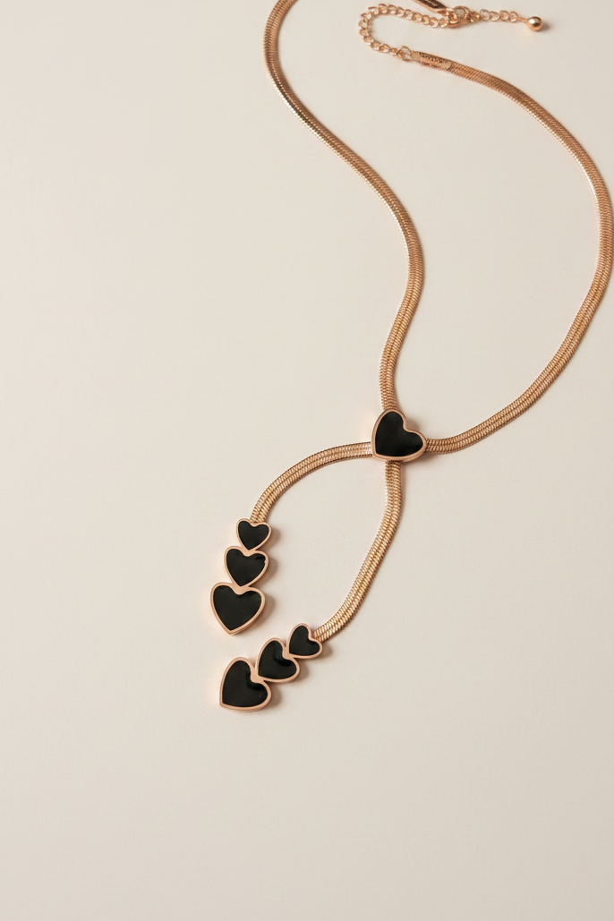 Noir Heart Drop Necklace