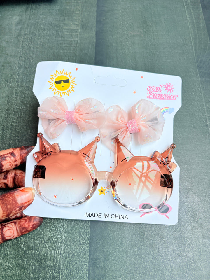 Subglasses & Hairclip Set Brown