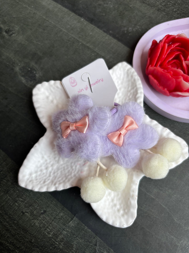 Furry Flower Rubber bands Purple