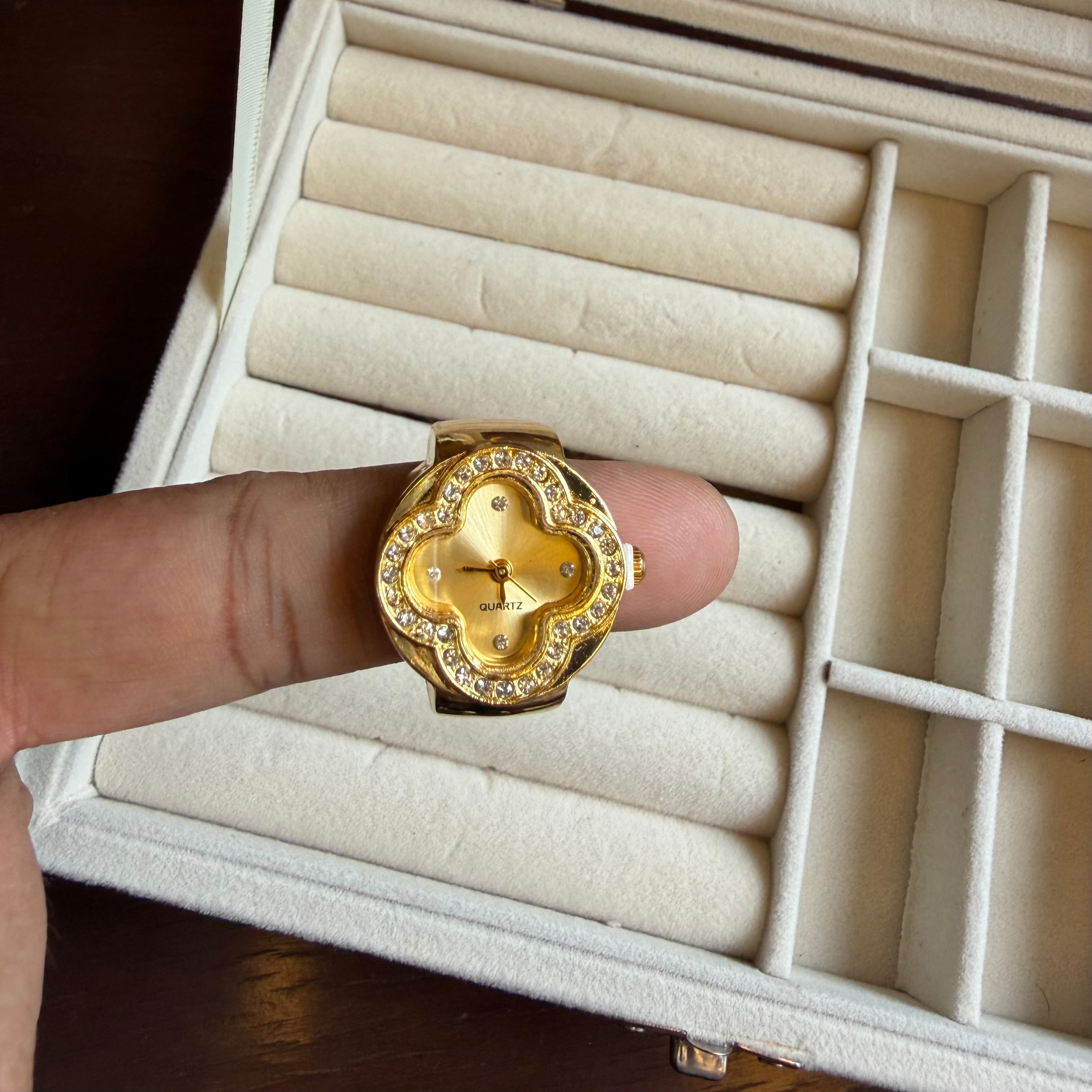 Golden Bloom Ring Watch