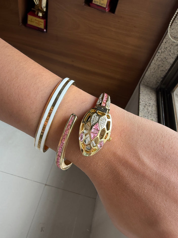 Pink Sparkling Snack Bracelet Watch