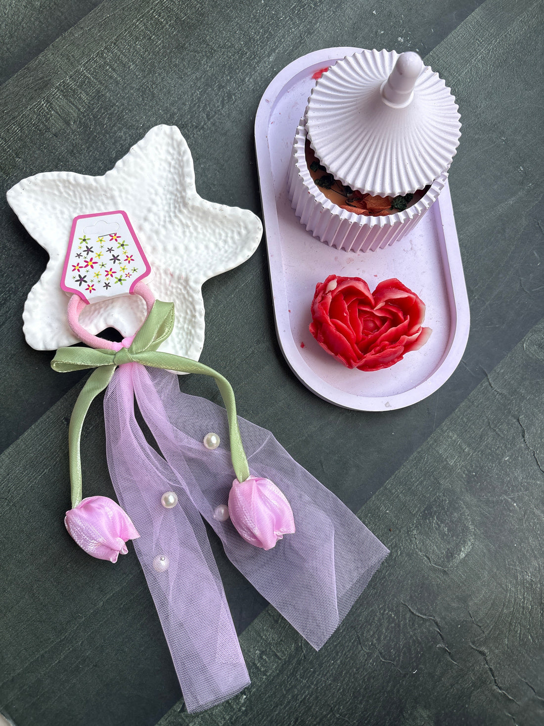 Tulip Bow Rubber Band Baby Pink