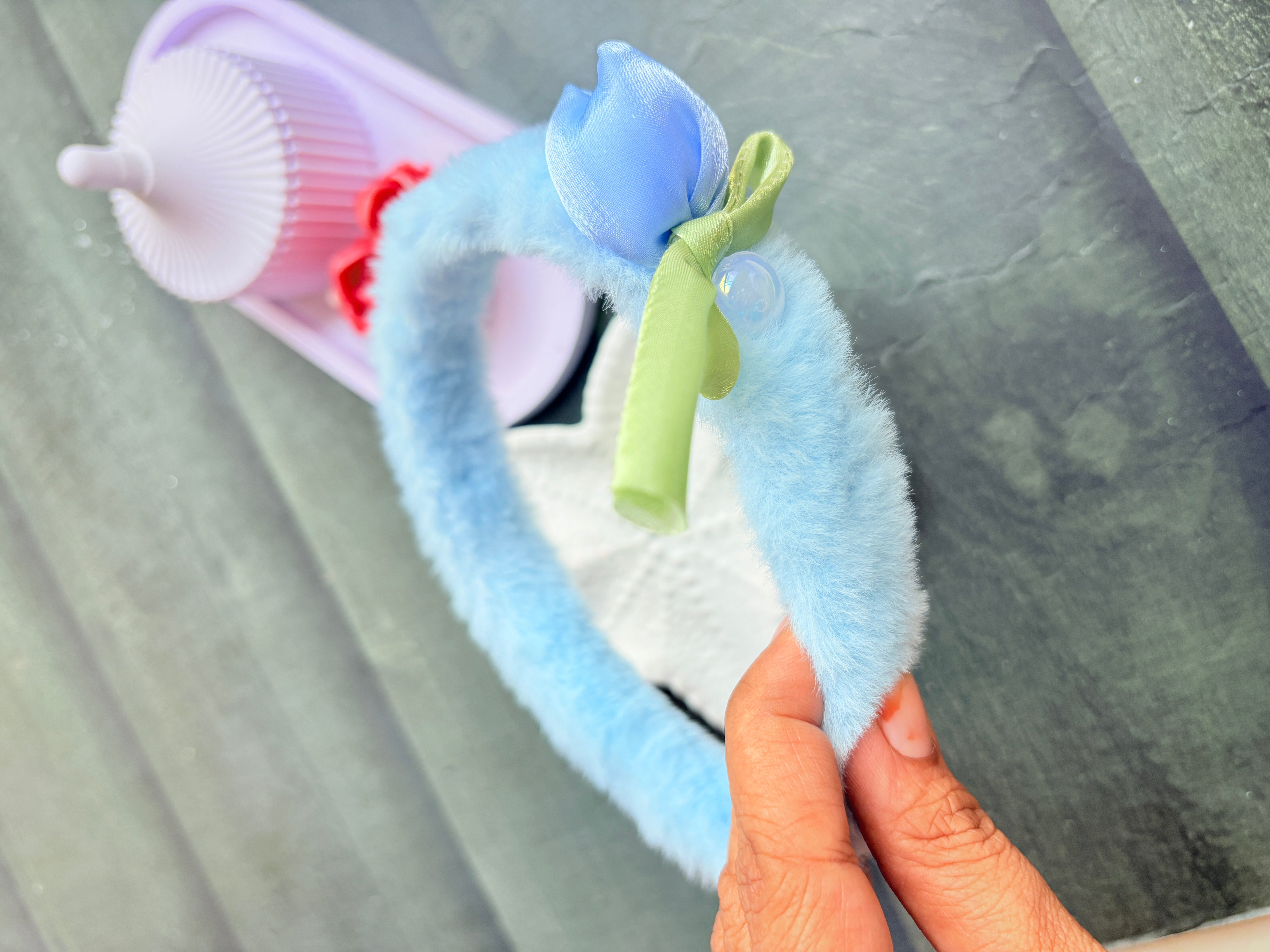 Tulip Bow Hairpin Sky Blue