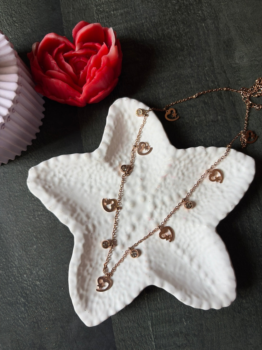 Moon Heart Charm Necklace