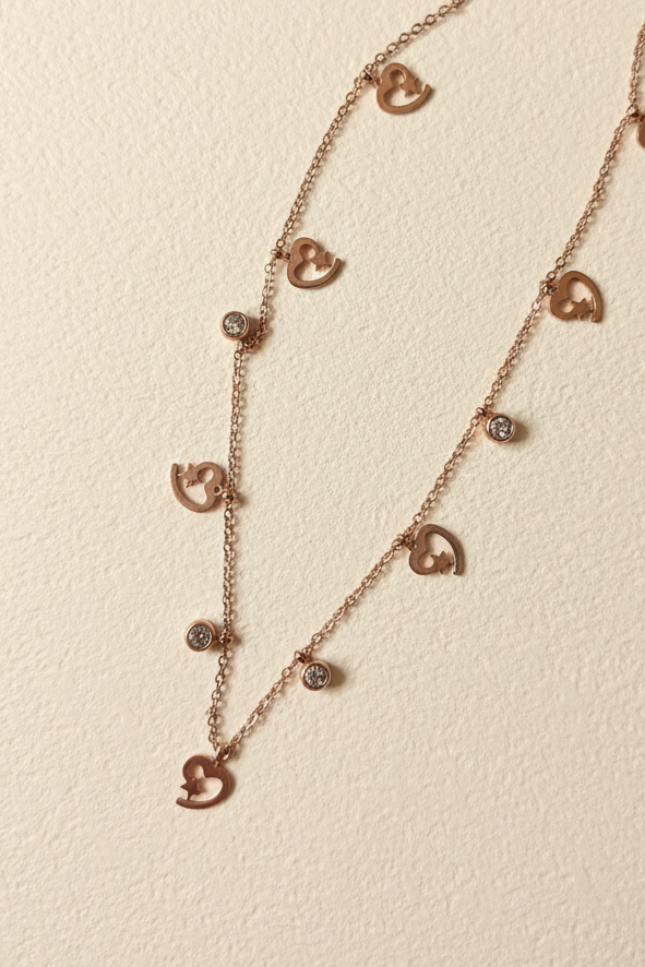 Moon Heart Charm Necklace