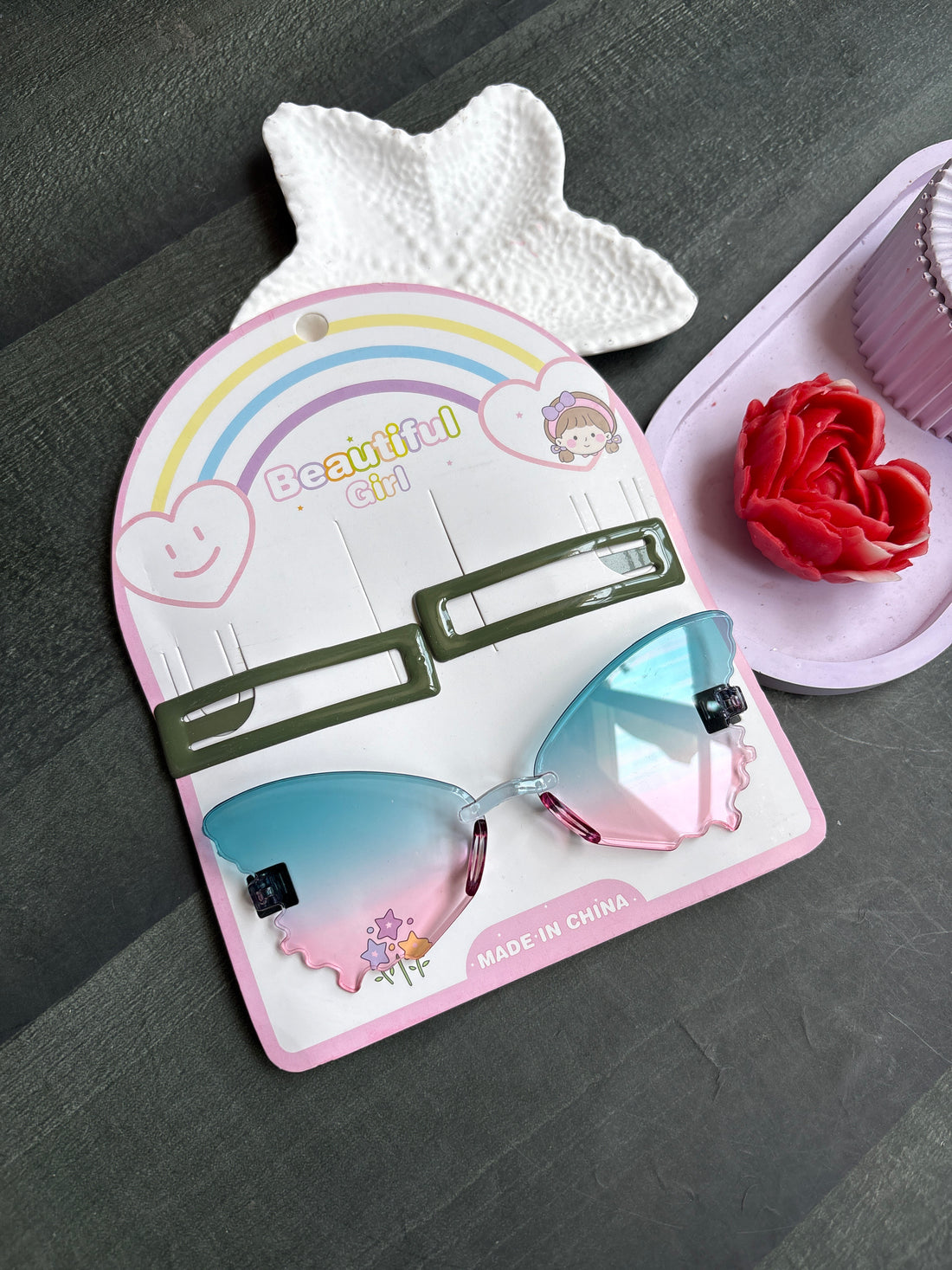 Butterfly Sunglasses & Hairclip Set