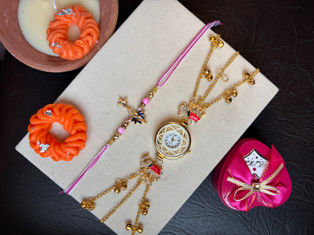 Sparkling Elley Rakhi Combo with Kashmiri Watch